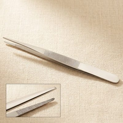 Large 16.5cm stainless steel tweezers with serrated jaws for picking up jewellery and gemstones.