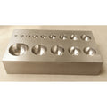 Flat Steel Dapping Block with 14 Half-Sphere Depressions, 125 x 65 mm