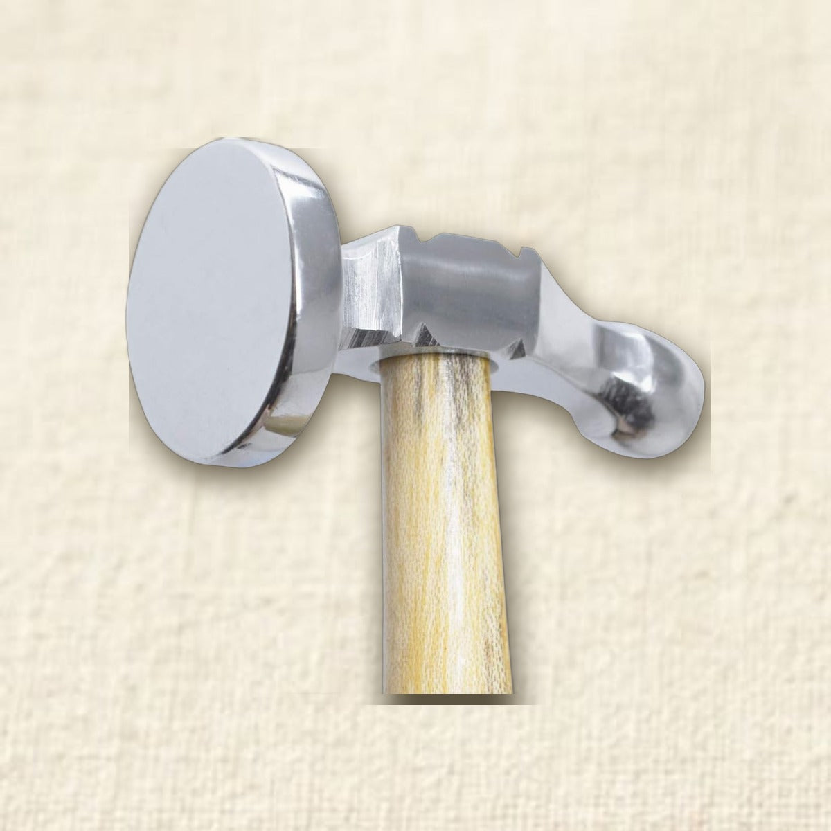 32mm German Style Chasing Hammer, Ball Peen Planishing Repousse Metal Work Tool with Wooden Handle, Bow Face Design