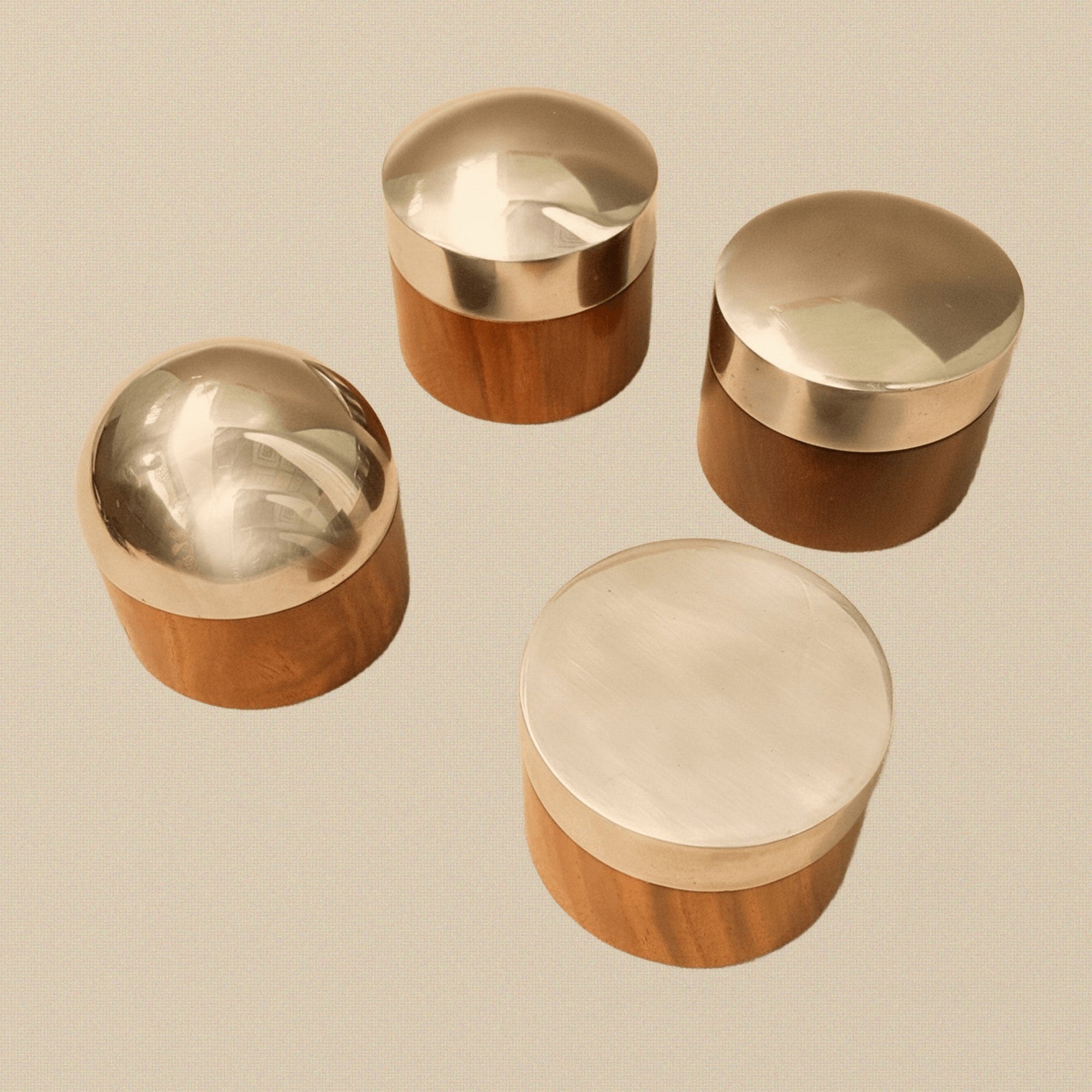 Set of Four Steel Forming Anvils with Flat and Domed Profiles on Rosewood Bases