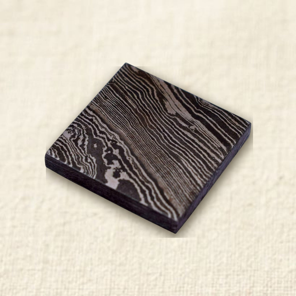Premium Damascus Steel Pieces for Jewellery, Cuff-Links, Craft, 2.5 cm, 4 mm Thick