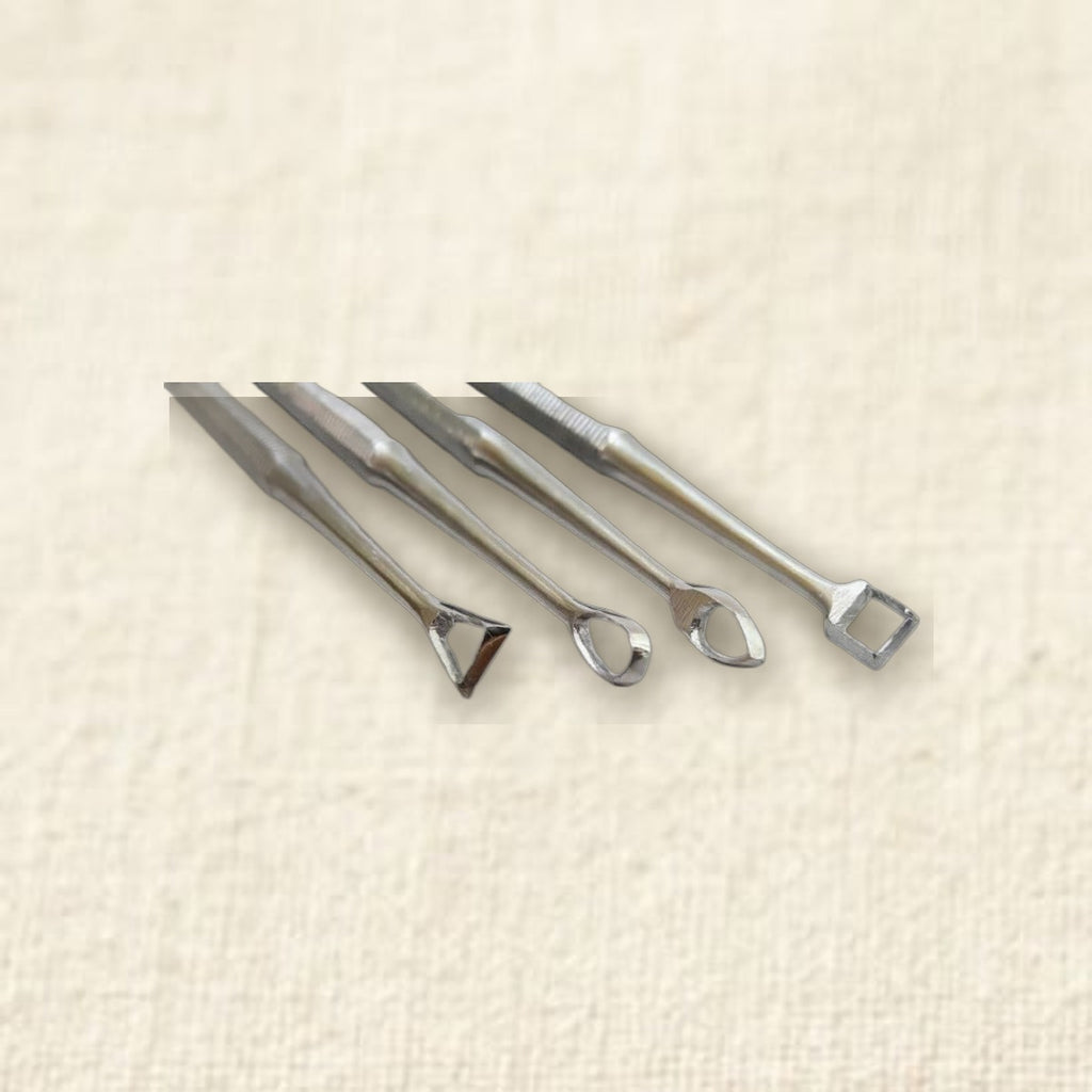 Professional 4 Pieces Double-Ended Wax Carving Tools Set, Stainless Steel Probes Carvers and Picks for Jewellery, Clay A
