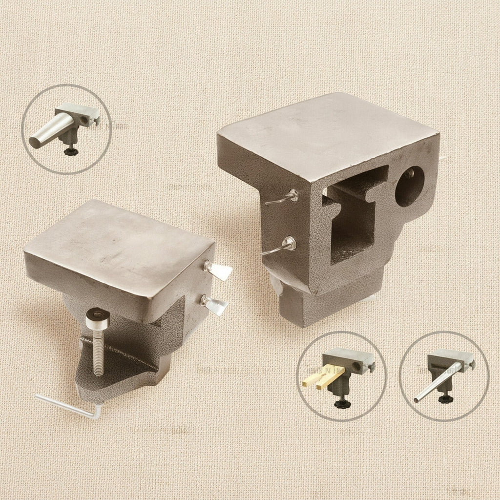 Combination Bench Anvil & Pin Holder with Hardwood V-Slot Pin, 50mm Clamp