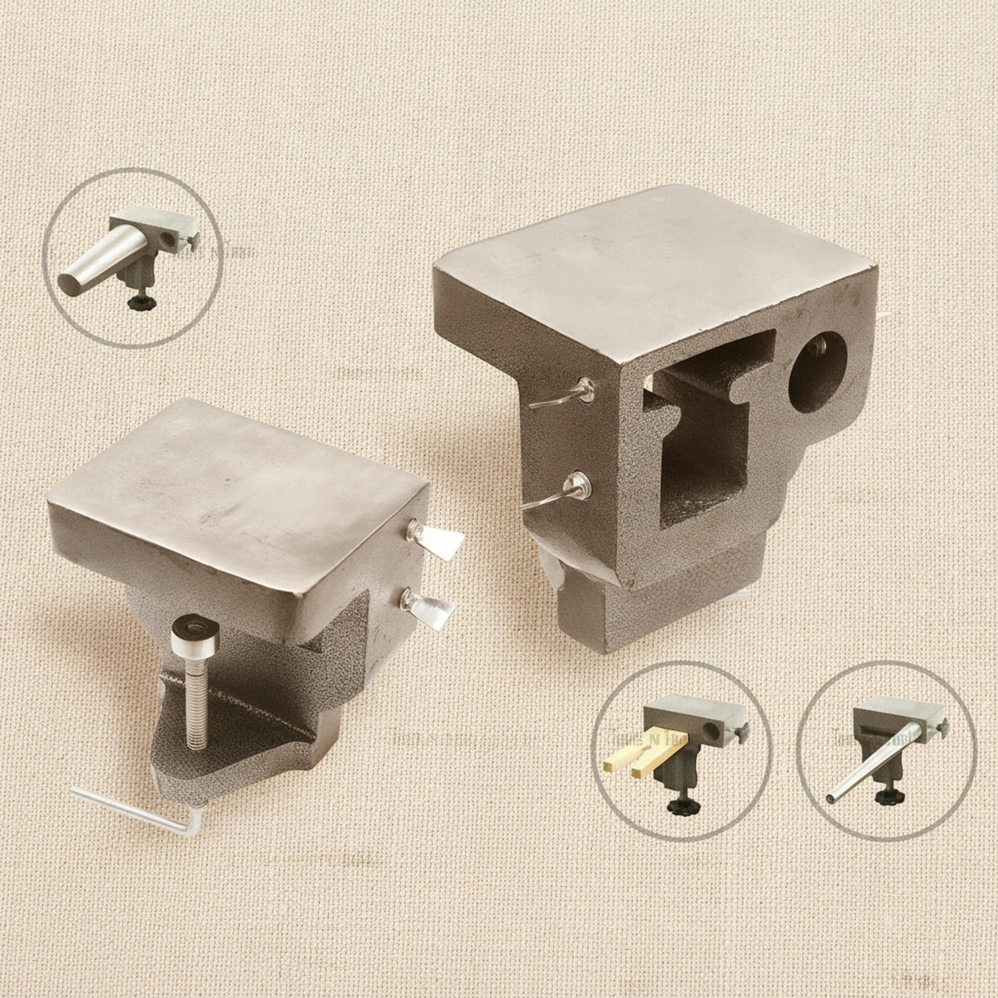 Combination Bench Anvil & Pin Holder with Hardwood V-Slot Pin, 50mm Clamp