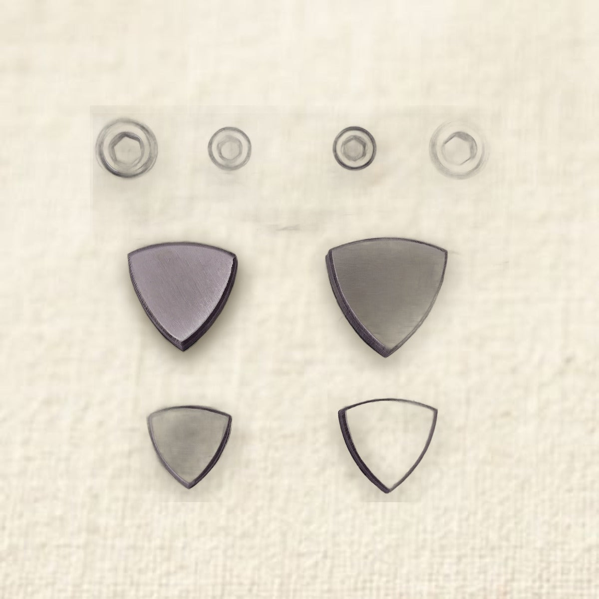 4 Punch Curvilinear Triangle Steel Disc Cutter Set, 4 Sizes 15-22 mm, Jewellery And Crafts Making