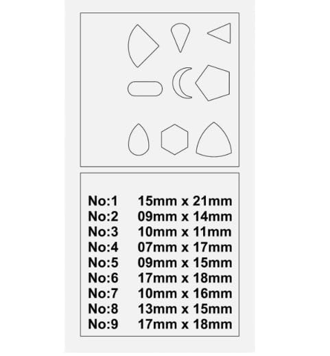 Close-up showing the geometric shapes cut by the steel disc cutter, 7-21mm.
