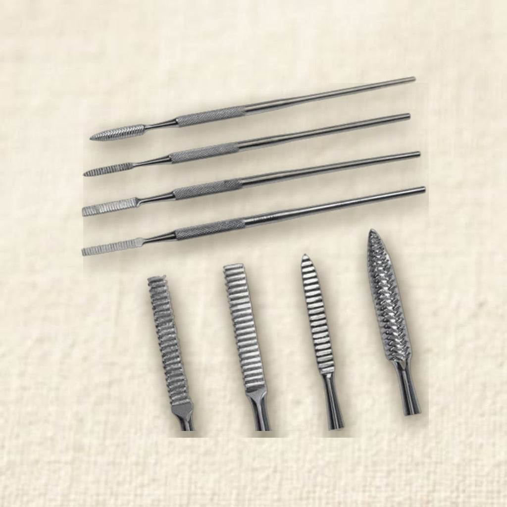 Professional Wax Carving File Set, 4-Piece Stainless Steel Jewellery Making Tools, Precision Casting Files for Crafting 