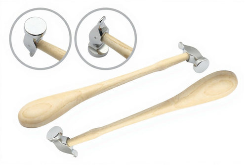Close-up of the hammerhead's flat, narrow striking face, ideal for detailed metal forming.