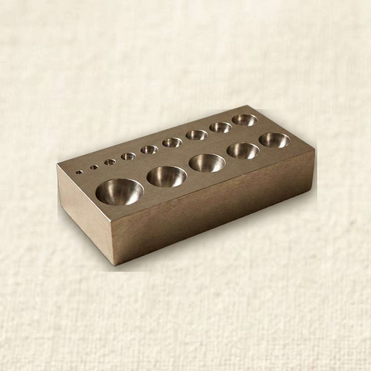 Flat Steel Dapping Block/ Plate, Hardened Steel, Jewellery Making Tool with 14 Half Spheres, 125mm x 65mm x 25mm