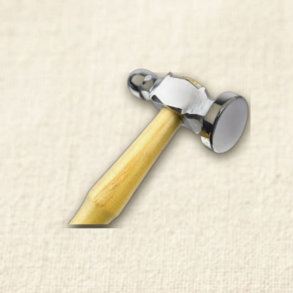 Jewellery Chasing Hammer with 25mm Flat Face, Wooden Handle, Silversmith Repousse Hobby Tool