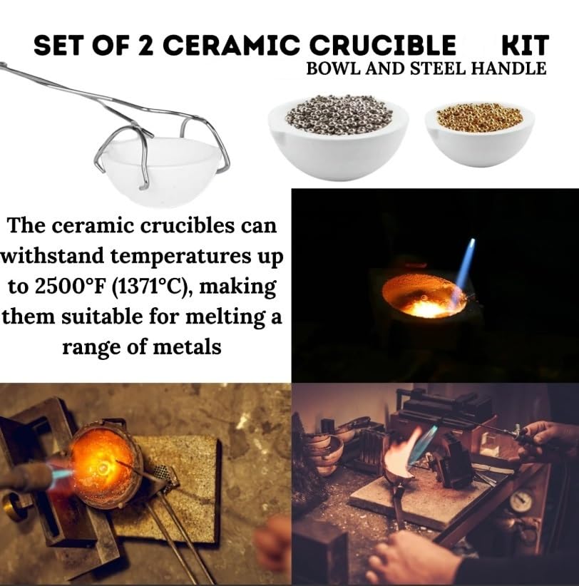 Close-up of crucible tongs gripping a hot crucible, showing parallel-action jaws