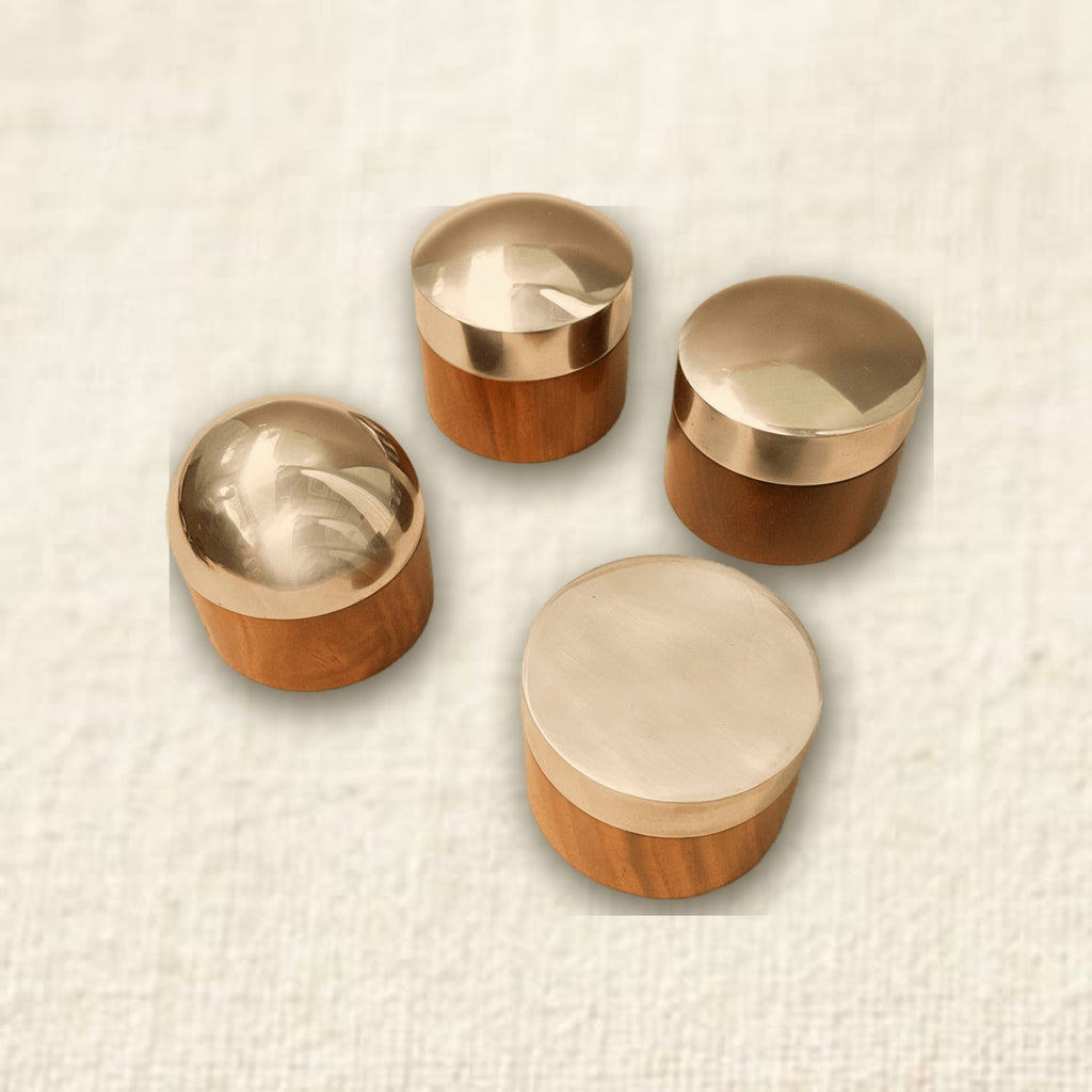 Set of Four Steel Forming Anvils with Flat and Domed Profiles on Rosewood Bases