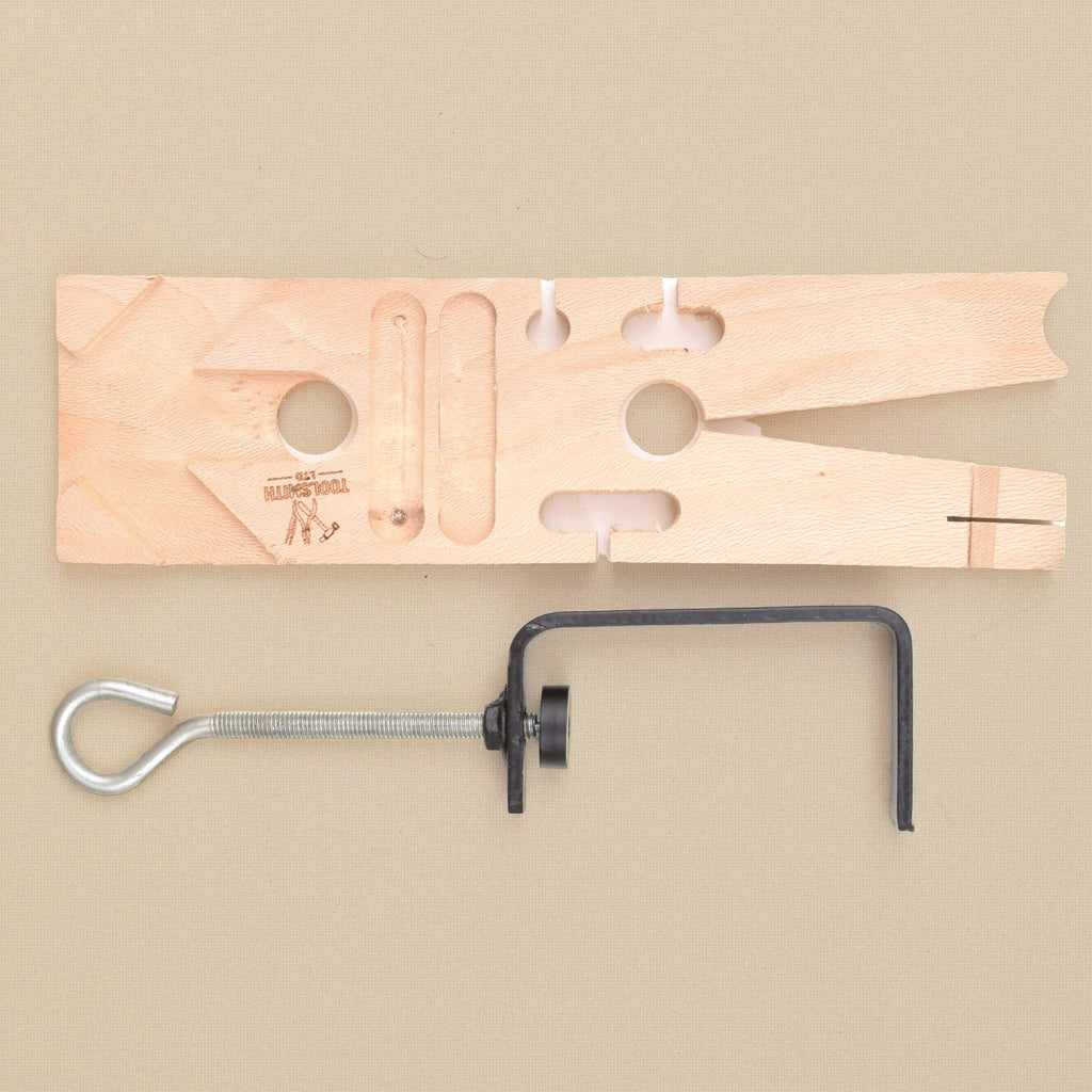 Multi-angled bench pin with the clamp alongside