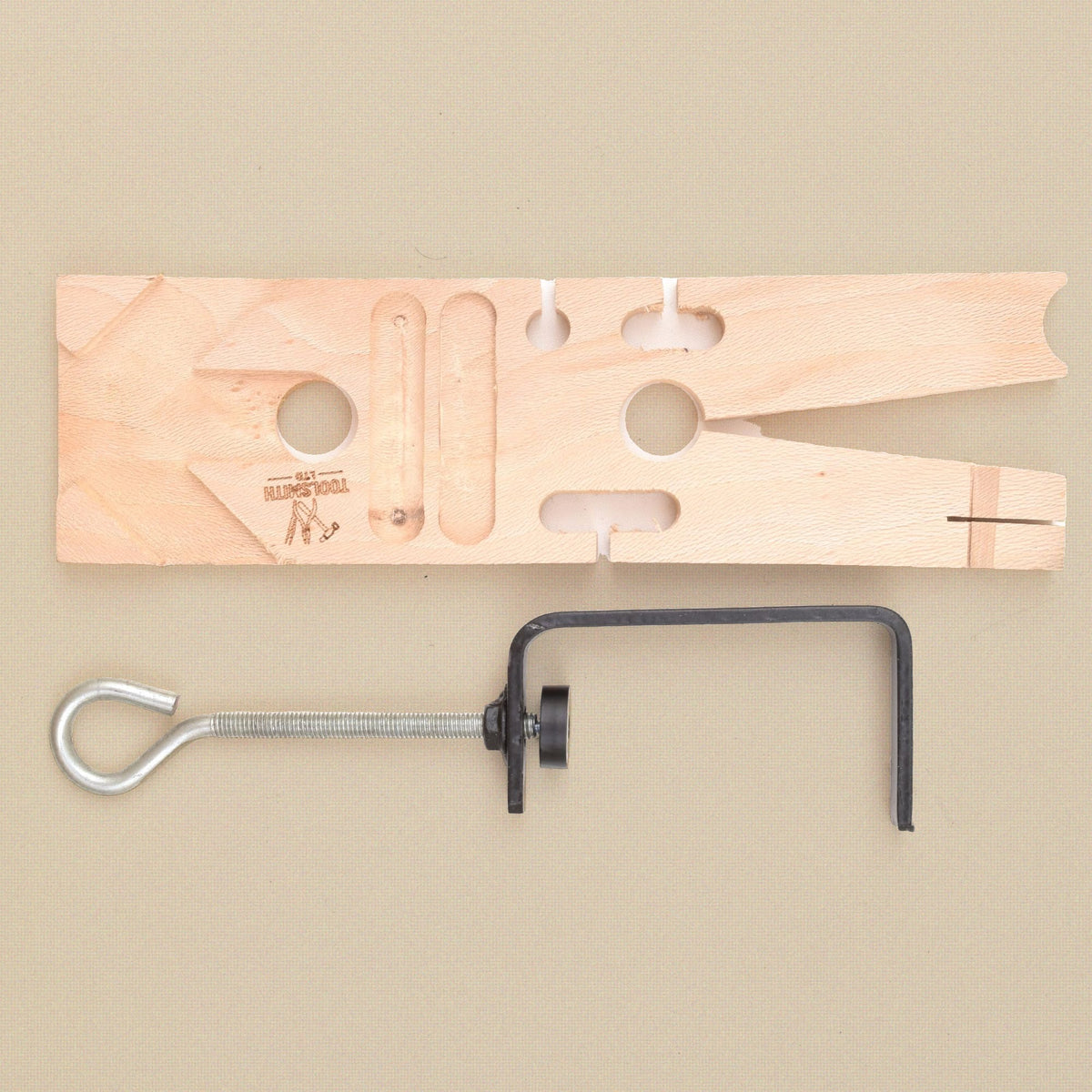Multi-angled bench pin with the clamp alongside