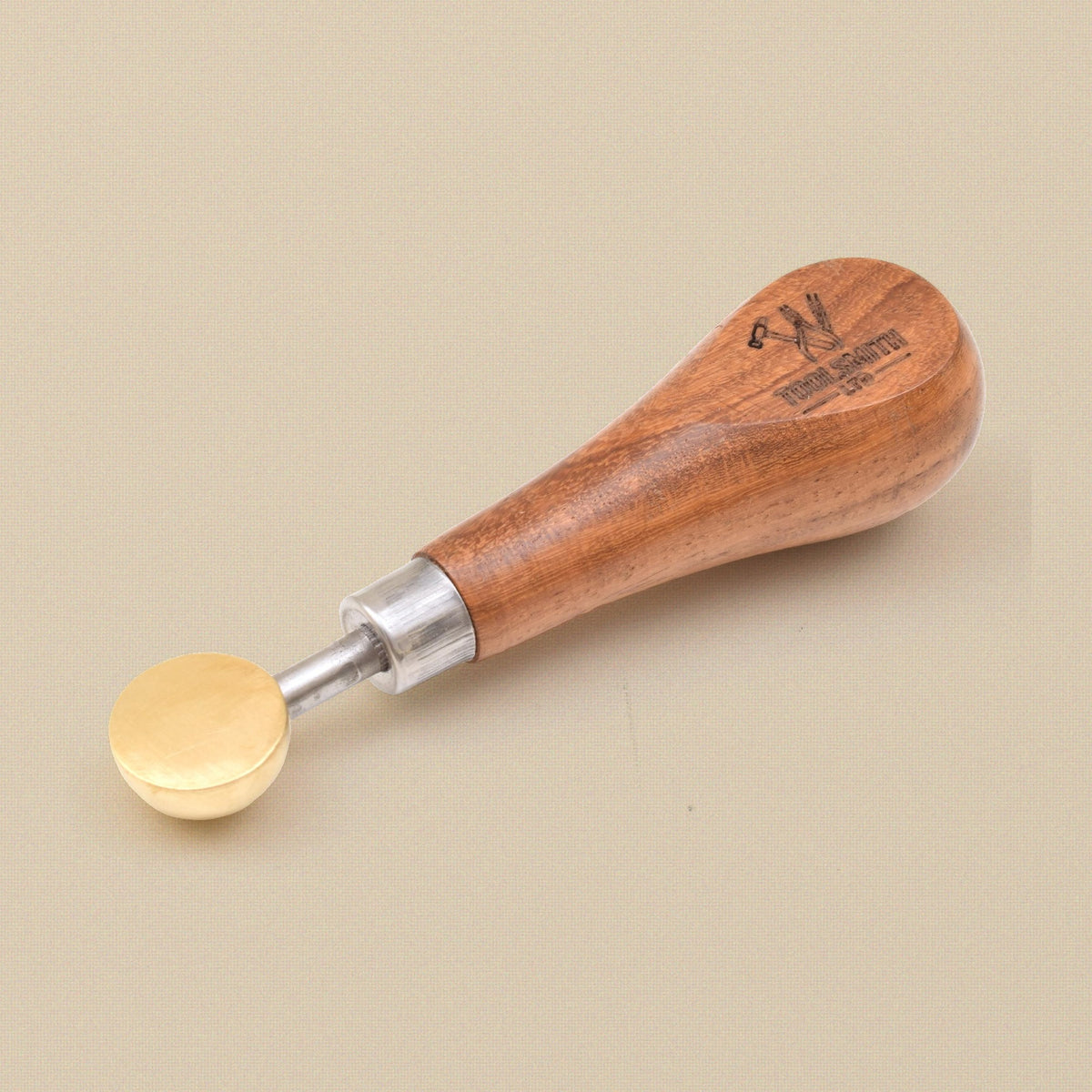 Brass head bezel pusher with hardwood handle