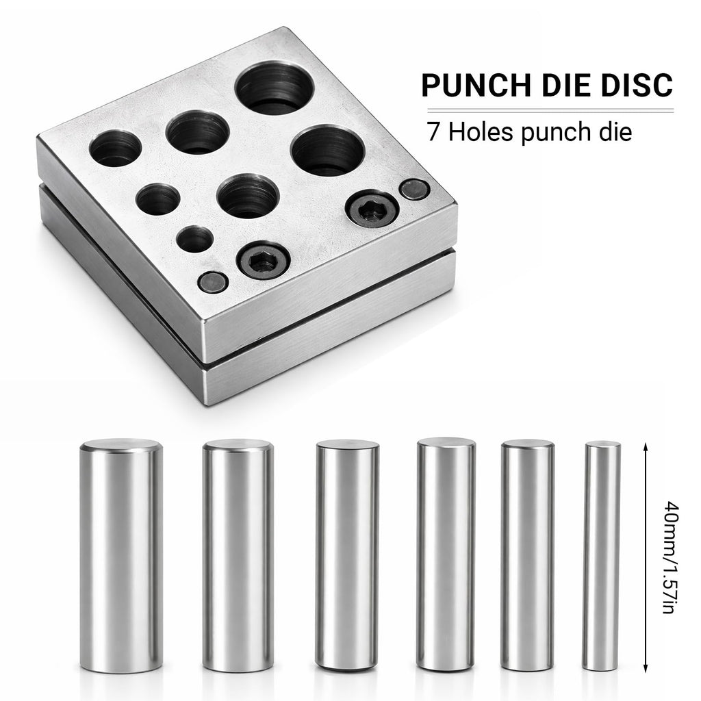 The 7-hole punch die block and its 40 mm punches
