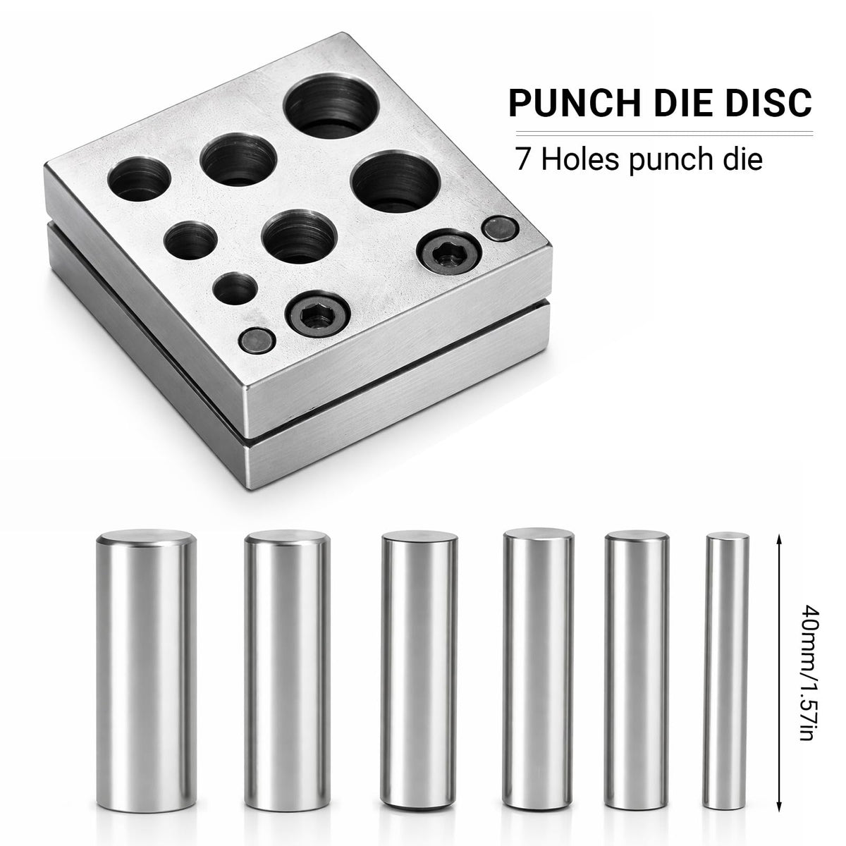 The 7-hole punch die block and its 40 mm punches