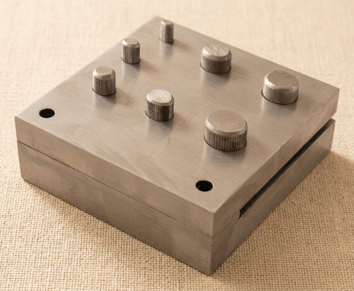Close-up of a professional oval steel disc cutter set showing the 7mm punch.