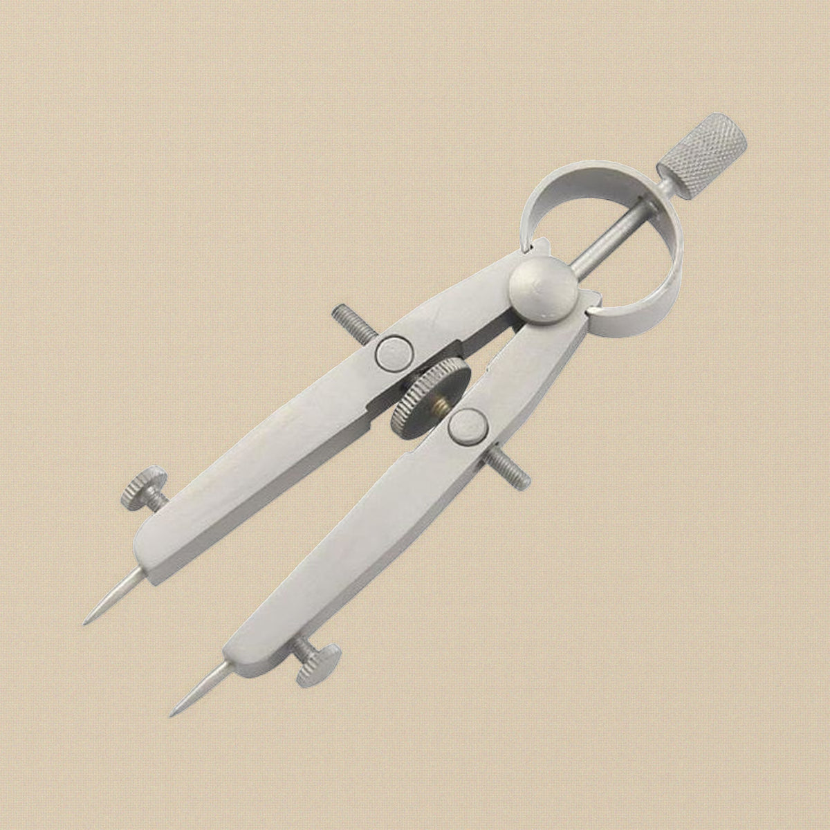 Stainless steel spring dividers with centre adjustment wheel and replaceable pointed legs, 4 inch
