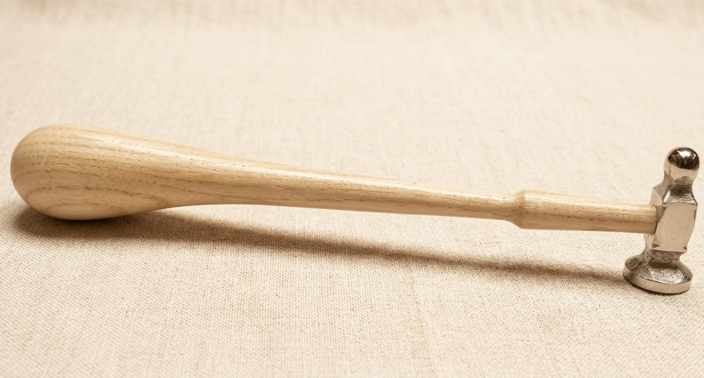 28mm jewellery chasing hammer with dome face and wooden handle for silversmiths