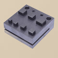 Square steel disc cutter set with seven punches arranged on a white background.