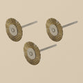 Brass Wire Wheel Brushes, Single Row, 3-Pack, 6 mm Shank, 25 mm Diameter, for Rotary Tools