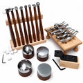 Jewellery Texturing & Forming Set: 8 Hammers & 14 Stakes with Hardwood Handles & Stands