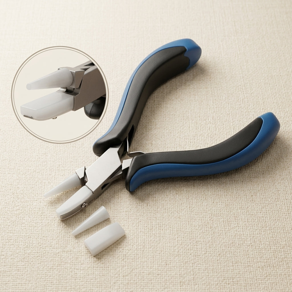 Ergonomic 5-inch steel pliers with blue and black handles for jewellery making.