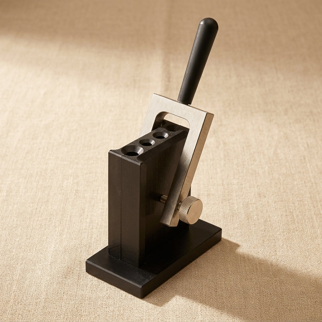 Close-up of the reversible ingot mould's engraved dimensions for precise metal casting.