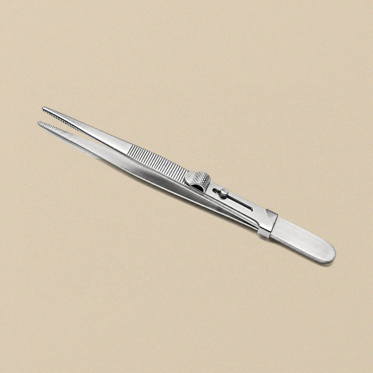 Slide-lock diamond tweezers with large tips, 6.5 inch, satin stainless steel