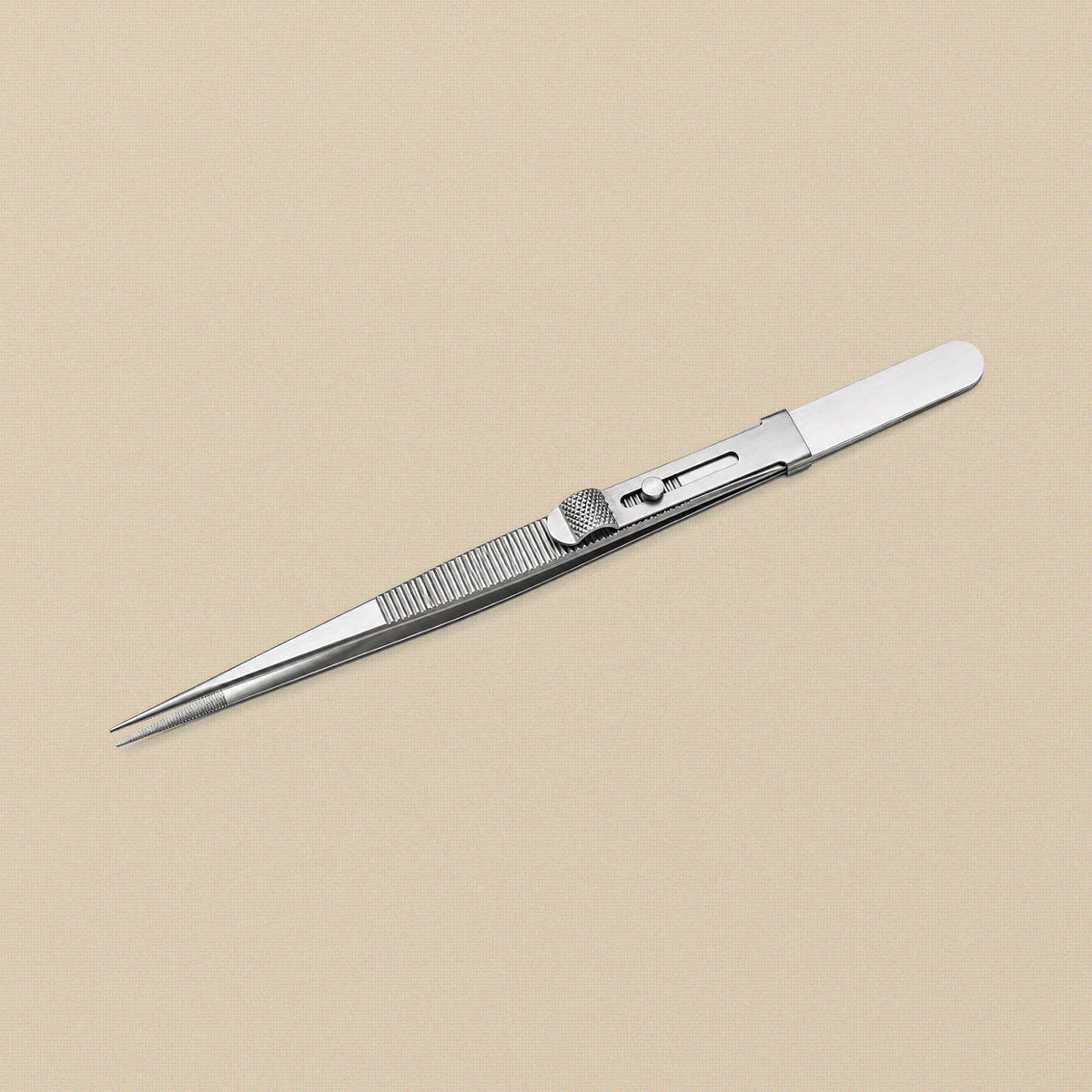 Slide-lock diamond tweezers with medium tips, 6.5 inch, satin stainless steel