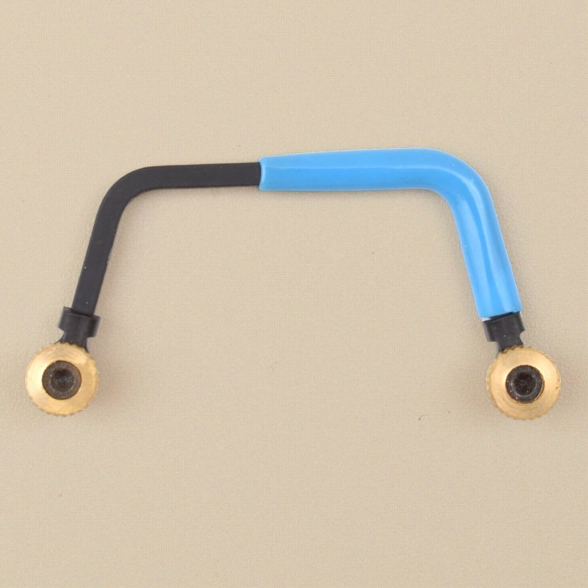 Miniature blue and black saw frame from the side