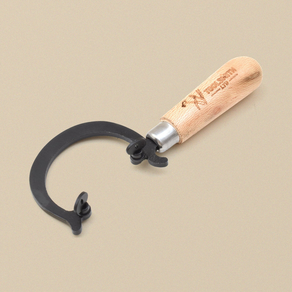 Mini saw frame with black steel C frame and wooden handle