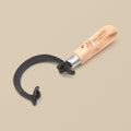 Mini saw frame with black steel C frame and wooden handle