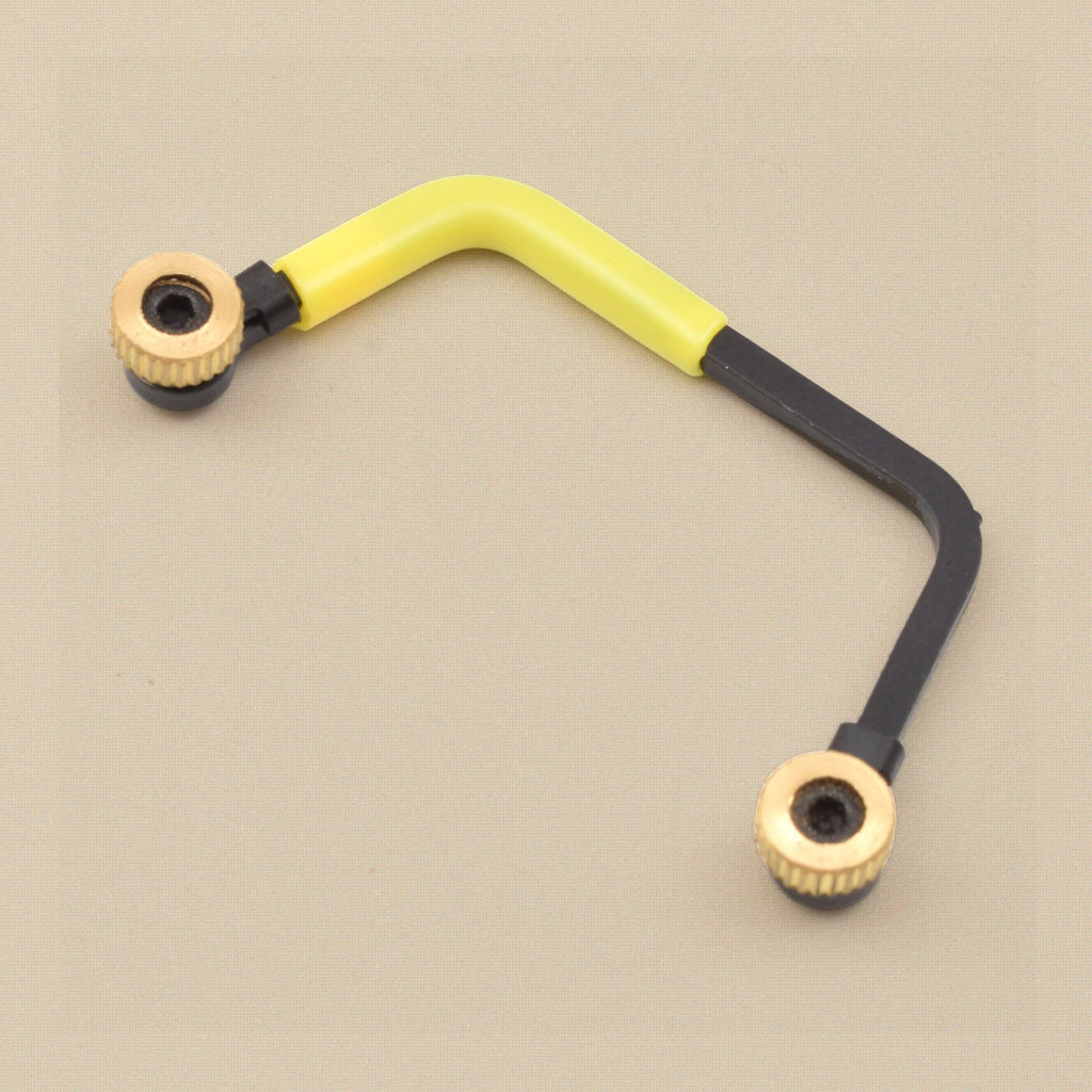 Miniature jewellers saw frame in yellow and black with brass thumb nuts