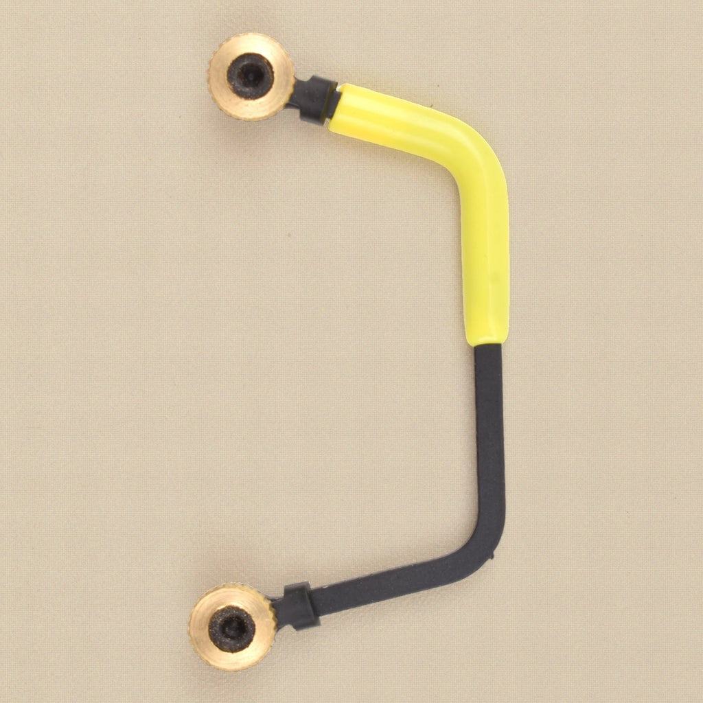Miniature yellow and black saw frame from the side