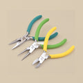 Three-piece pliers set with green and yellow foam grips