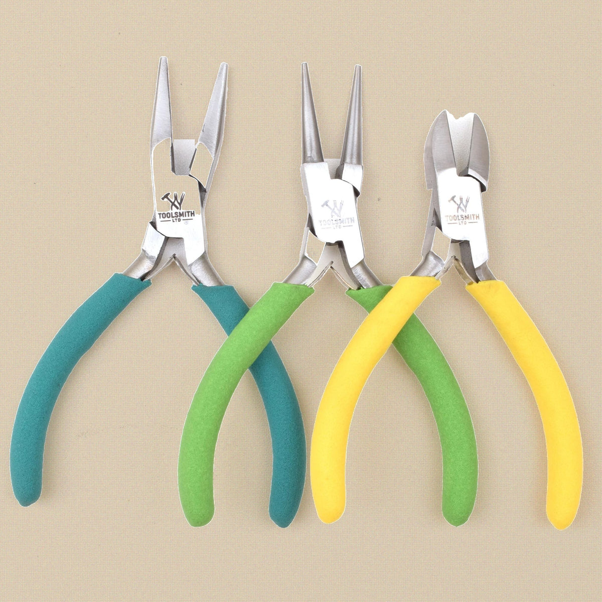 Pliers set standing on their handles
