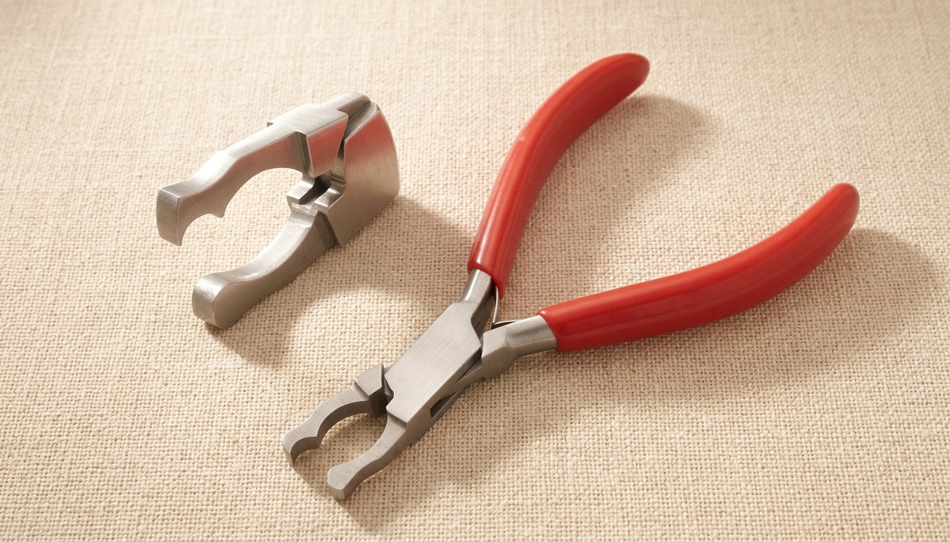 Close-up of the parallel-action jaws of the 130mm prong lifter pliers, showing their fine detail.