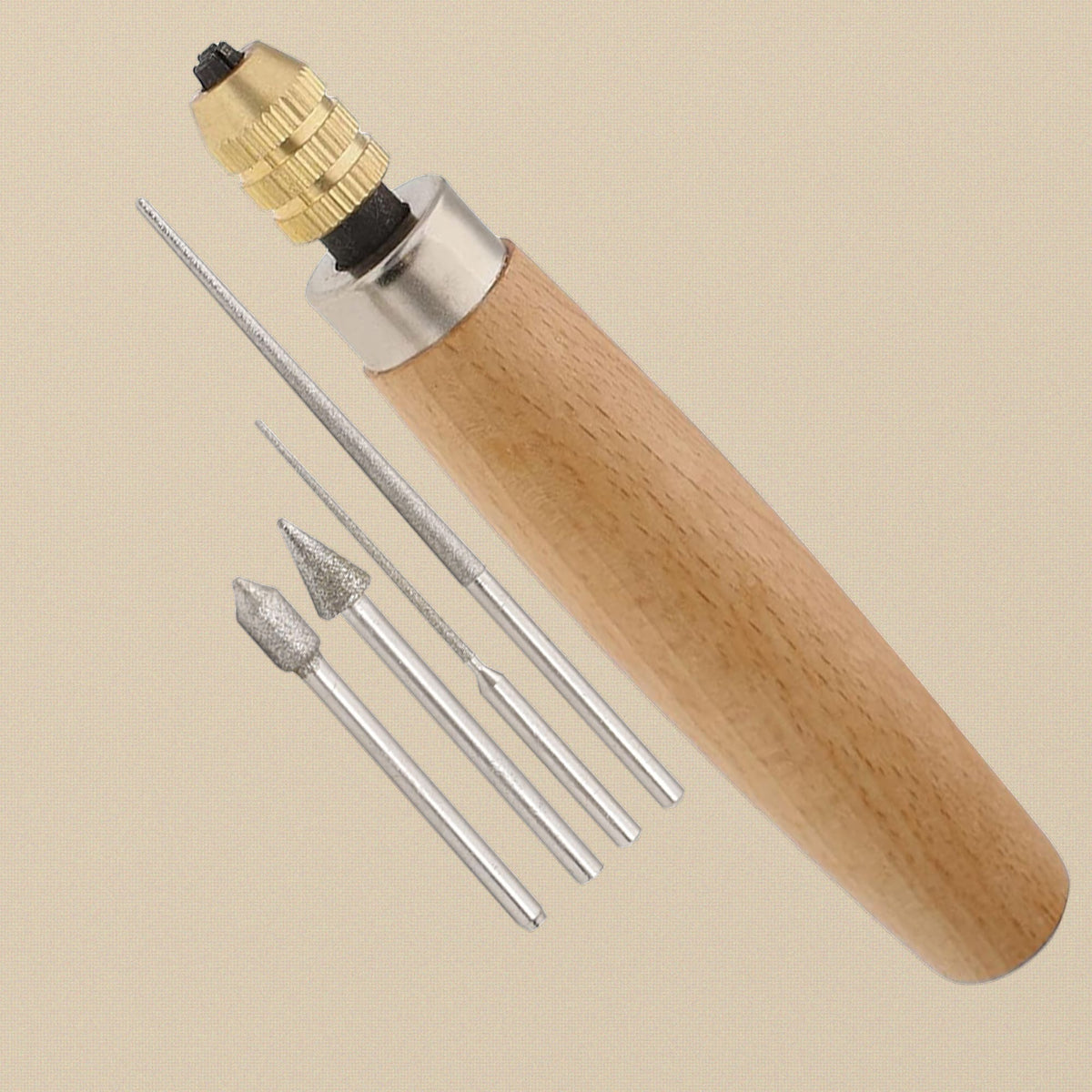 Close-up of the brass collet and a fitted diamond-coated tip