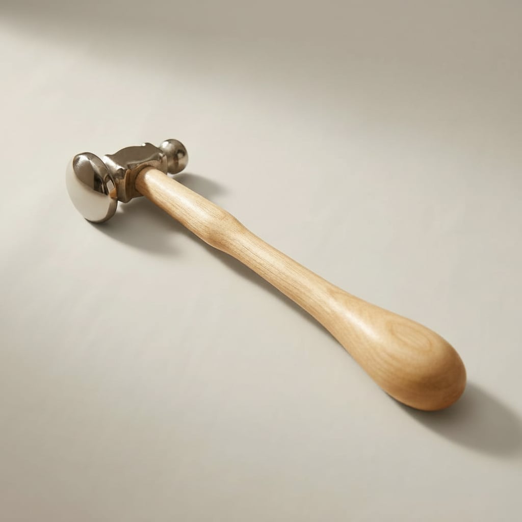 Professional silversmith's chasing hammer with 32mm dome head and wooden handle for jewellery making