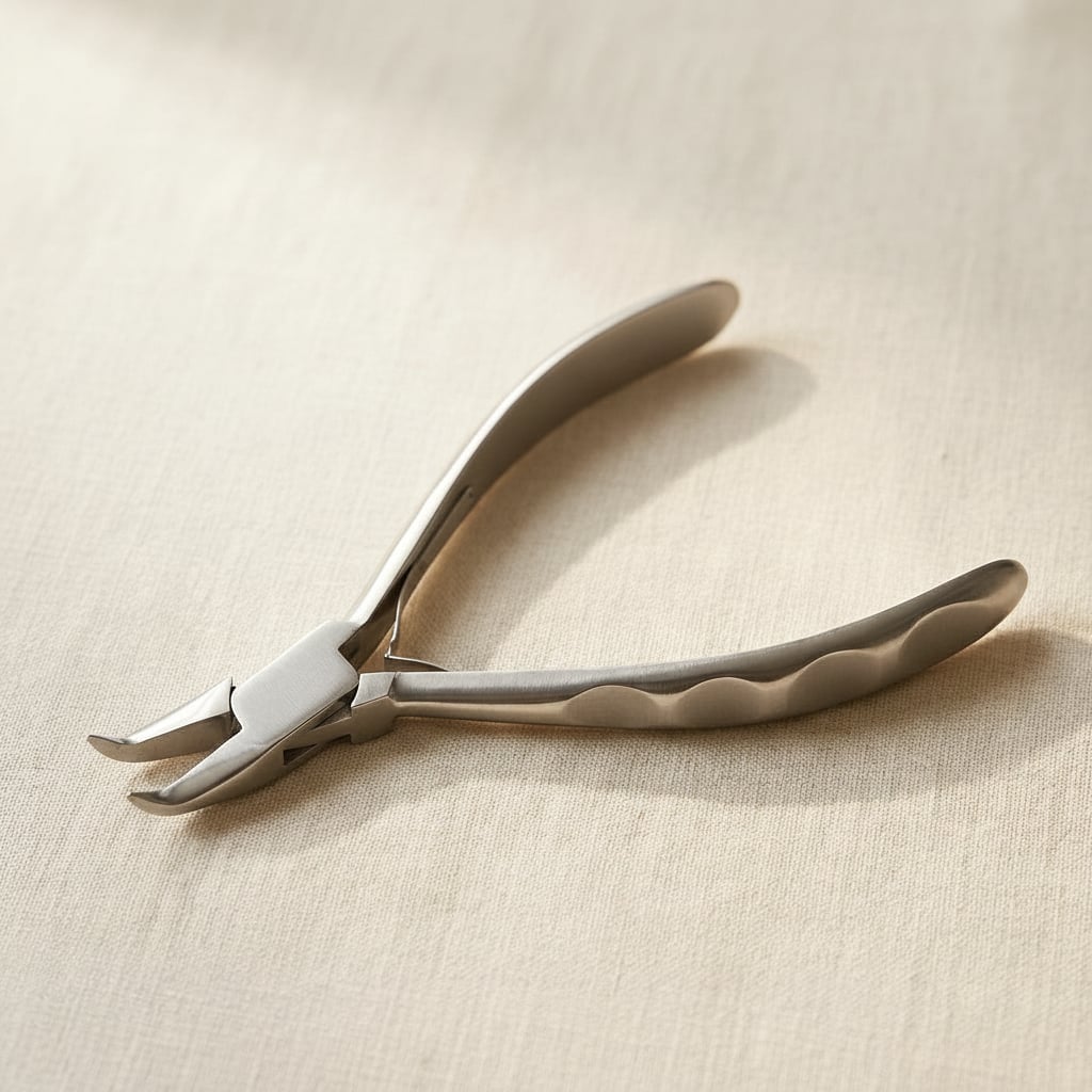 Polished stainless steel bent chain nose pliers, 5.5 inch jewellery making tool