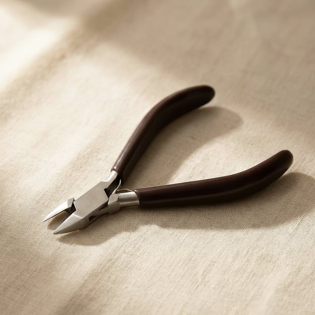 Ergonomic semi-flush cutters, 5.5 inch stainless steel pliers with PVC grips for jewellery making.