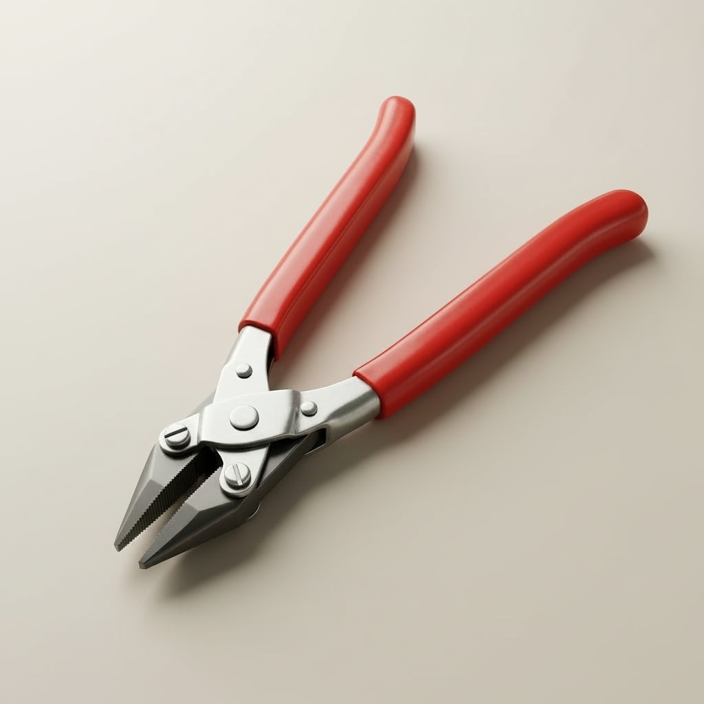 Parallel action chain nose pliers with serrated jaws, 20cm, stainless steel, PVC grip