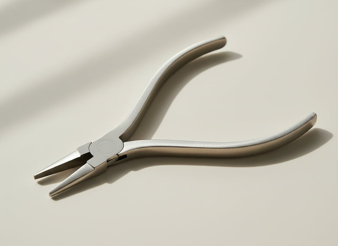 Slim 120mm stainless steel flat nose pliers with square handles, for jewellery and optical work