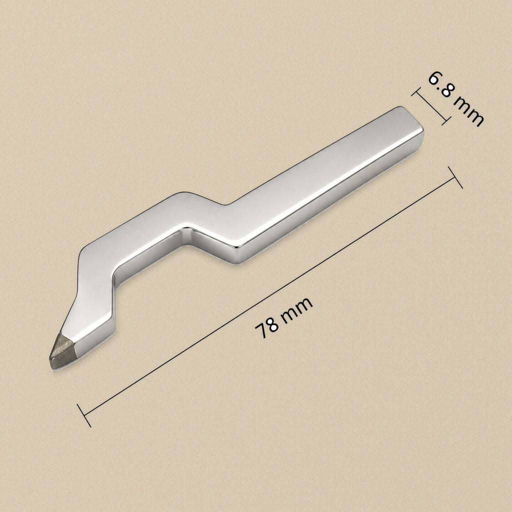 Swan neck ring stamp punch dimensions: 78 mm long, 6.8 mm bar