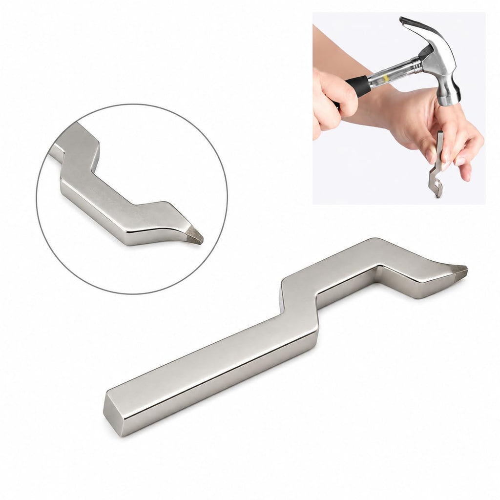 Swan neck ring stamp punch face detail and in use with a hammer