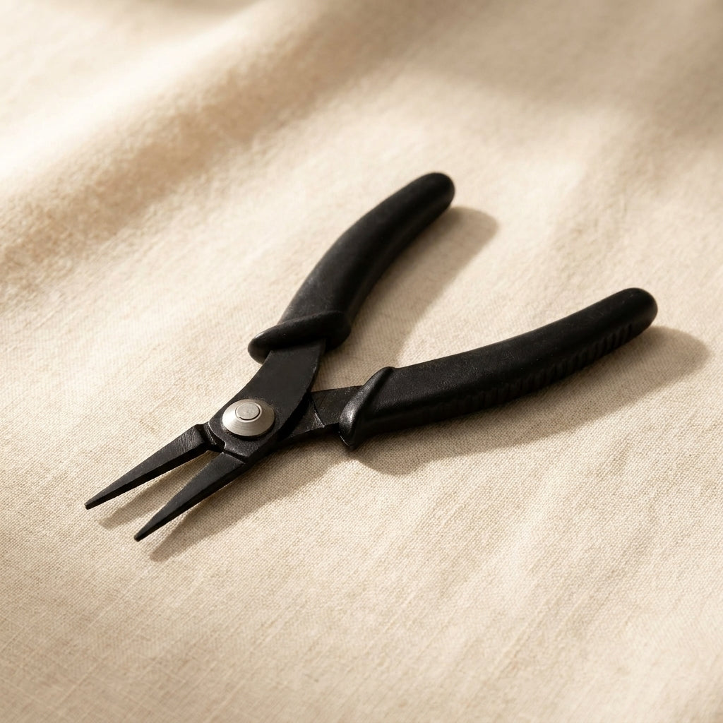 Economy 5-inch slim line chain nose pliers for jewellery making, black anodised finish