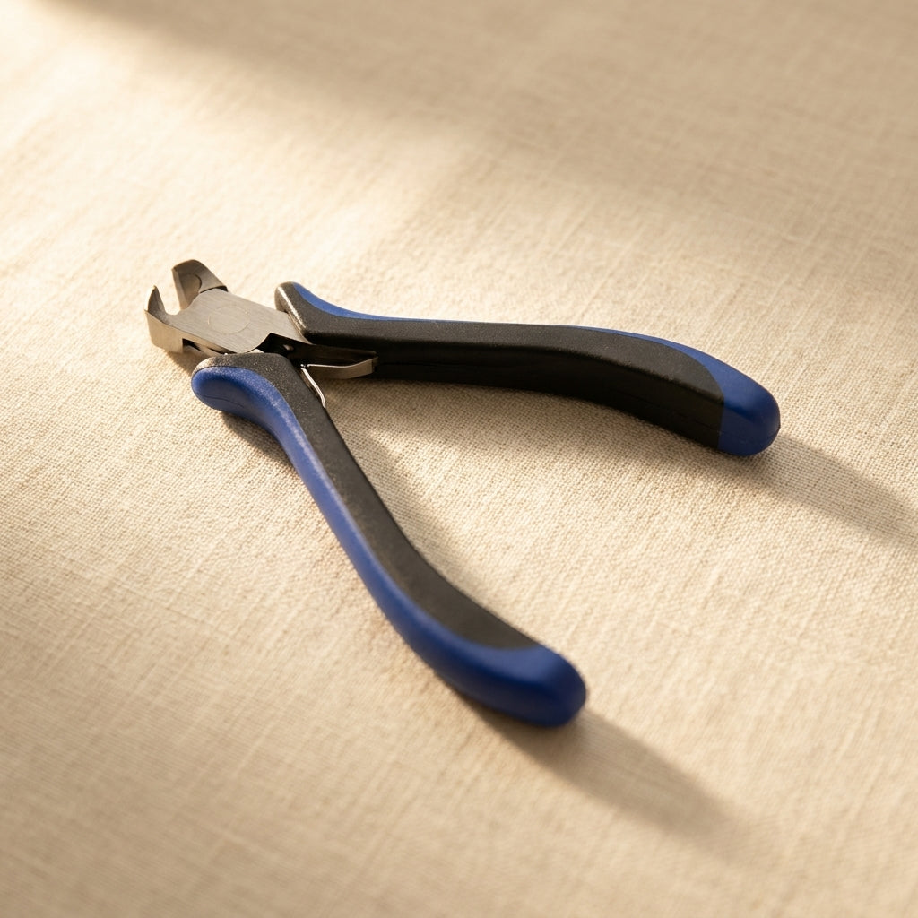 Close-up of the ergonomic handle design of the 5-inch stainless steel end cutters.