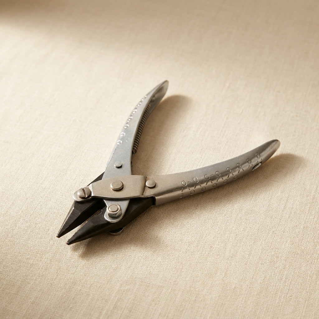 Close-up of the smooth jaws of the heavy-duty parallel action chain nose pliers.